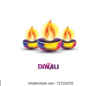 Vector illustration on the theme of the traditional celebration of happy diwali. Deepavali light and fire festival