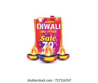 Vector illustration on the theme of the traditional celebration of happy diwali. Deepavali light and fire festival