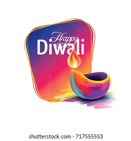 Vector illustration on the theme of the traditional celebration of happy diwali. Deepavali light and fire festival