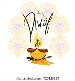 Vector illustration on the theme of the traditional celebration of happy diwali