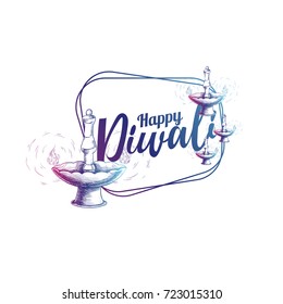 Vector illustration on the theme of the traditional celebration of happy diwali. Deepavali light and fire festival