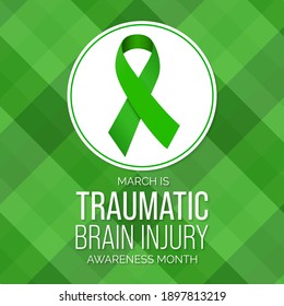 Vector illustration on the theme of Traumatic Brain Injury (TBI) awareness month. it is a disruption in the normal function of the brain that can be caused by a blow, bump or jolt to the head.