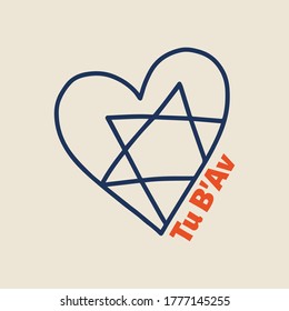 Vector illustration on the theme of Tu B'Av on August 4-5. Decorated outline symbol.