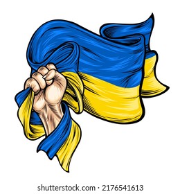 Vector Illustration on the theme ukraina Independence Day. Hands with ukraine flags. Vector of the national flag of ukraina