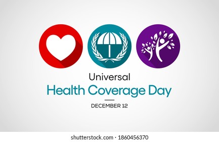 Ilustración vectorial sobre el tema del Día de Cobertura Universal de la Salud que se celebra cada año el 12 de diciembre en todo el mundo.