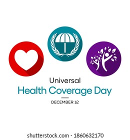 Ilustración vectorial sobre el tema del Día de Cobertura Universal de la Salud que se celebra cada año el 12 de diciembre en todo el mundo.