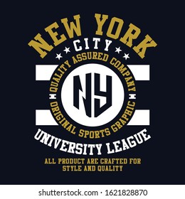 Vector illustration on the theme of university league, new york city. Vintage design. typography, design t-shirt and print