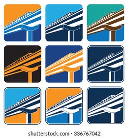 Vector illustration on the theme of urban transport. City train in different color options