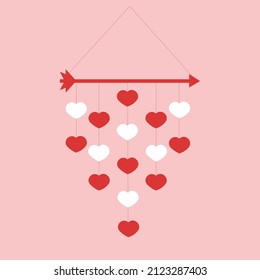 Vector illustration on the theme of Valentine's Day in the form of a festive garland