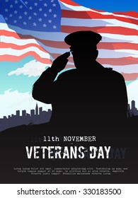 Vector illustration on the theme: veterans day, 11th November, patriotism, holiday, war, peace, happiness, pride, America, USA, parade. Modern flat design.#2