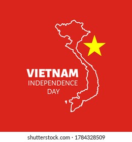 Vektorgrafik zum Thema Vietnam Independence Day am 2. September. Dekoriert mit umrissenen Vietnam-Karten und Flaggenelementen.