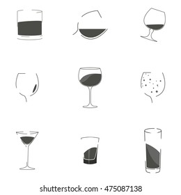 Vector illustration on the theme wine glasses