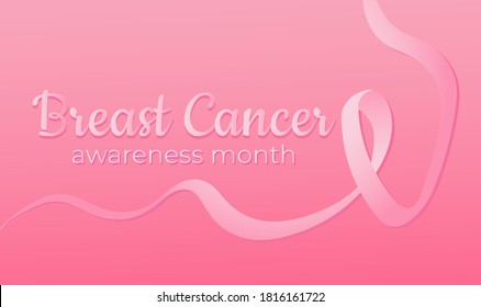 Vector illustration on the theme of women's health, dedicated to breast cancer screening. In soft pink tones with gradients and imitation of cut text.