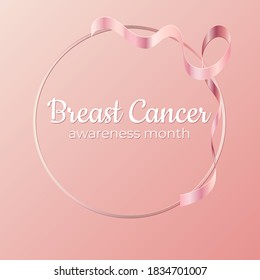 Vector illustration on the theme of women's health, dedicated to breast cancer screening. In soft pink tones with gradients and shining ribon.