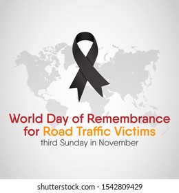 Vector illustration on the theme of world day of remembrance for road traffic victims in November.