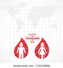 Vektorillustration Illustration zum Thema Welt Thalassemia Tag - 8. Mai. Thalashalen sind erbliche Blutstörungen, die durch eine verminderte Hämoglobinproduktion gekennzeichnet sind