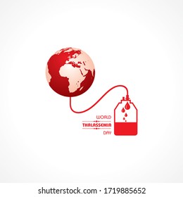 Vektorgrafik zum Thema Welt Thalassemia Tag beobachtet am 8. Mai jedes Jahres. Thalashalen sind erbliche Blutstörungen, die durch eine verminderte Hämoglobinproduktion gekennzeichnet sind