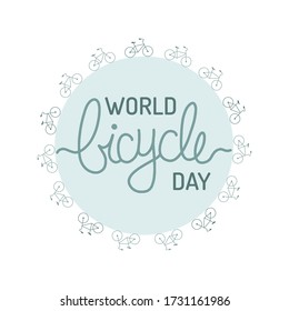 Vector illustration on the theme of World Bicycle Day, June 3. Template for background, banner, card, poster with text inscription. 