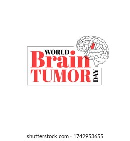 Vector illustration on the theme of World Brain Tumor Day on June 8. Decorated with a stylized linear brain.