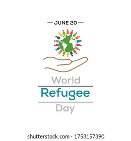 Vector illustration on the theme of World Refugee Day, international observance observed on June 20 each year, is dedicated to raising awareness of the situation of refugees throughout the world.