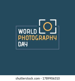 Vector illustration on the theme of World Photography Day on August 19. Decorated Photography icon.