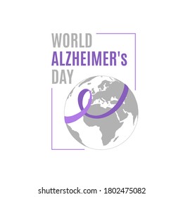 Vector illustration on the theme of World Alzheimer's Day on September 21. Decorated with a Ribbon on globe.