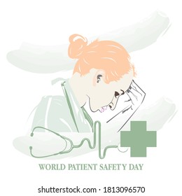 Vector illustration on the theme of World Patient safety day observed each year on September 17th worldwide.