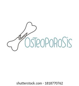 Vector illustration on the theme of World Osteoporosis Day on October 20. Decorated with a handwritten lettering and broken bone.