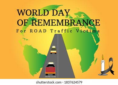 Vector illustration on the theme of world day of remembrance for road traffic victims in November