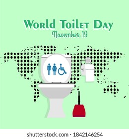 Vector illustration on the theme of world Toilet day on November 19th. Suitable for greeting card poster and banner.
