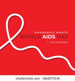 Vector illustration on the theme of World AIDS Day, also known as HIV  Awareness Day. Poster World AIDS Day 1 December