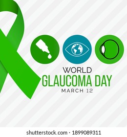 Vector illustration on the theme of 
 World Glaucoma Day observed each year on March 12, Glaucoma is a common eye condition where the optic nerve, which connects the eye to the brain, becomes damaged.