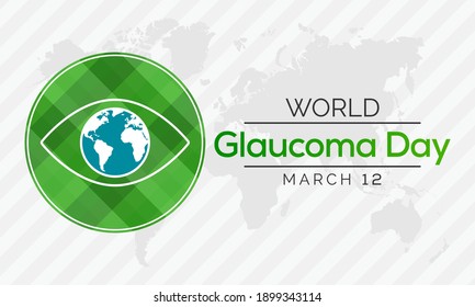 Vector illustration on the theme of 
 World Glaucoma Day observed each year on March 12, Glaucoma is a common eye condition where the optic nerve, which connects the eye to the brain, becomes damaged.