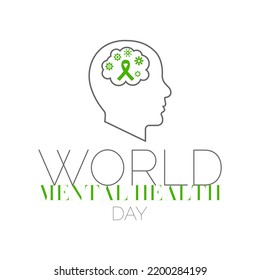 Vector Illustration On The Theme World Mental Health.  World Mental Health Day Is As Celebrated  An International Day For Global Mental Health Education.  