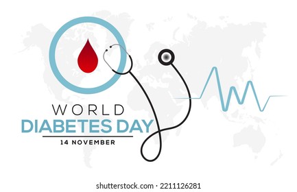 Ilustración vectorial sobre el tema de la conciencia del día mundial de la diabetes que se observa cada año durante el banner de noviembre, feriado, afiche, tarjeta y diseño de fondo.