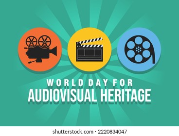 Vector illustration on the theme of World Audiovisual heritage day observed each year on October 27 across the globe. Audiovisual Heritage banner illustration. Vector Eps 10