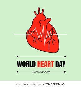 Vector illustration on the theme of World Heart day observed each year on September 29th worldwide.