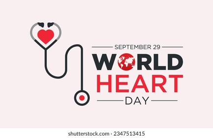 Ilustración vectorial sobre el tema del Día Mundial del Corazón, celebrado el 29 de septiembre. Plantilla vectorial para banner, tarjeta de saludo, afiche con fondo. Ilustración vectorial.