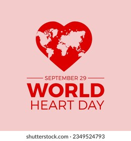 Ilustración vectorial sobre el tema del Día Mundial del Corazón, celebrado el 29 de septiembre. Plantilla vectorial para banner, tarjeta de saludo, afiche con fondo. Ilustración vectorial.