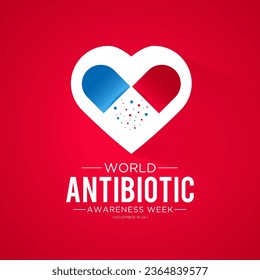 Vector illustration on the theme of world antibiotic awareness week observed every year in during november 18 to 24. World antimicrobial awareness week template for banner, poster with background.