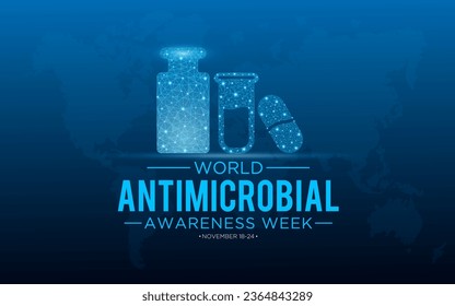 Vector illustration on the theme of world antibiotic awareness week observed every year in during november 18 to 24. World antimicrobial awareness week template for banner, poster with background.