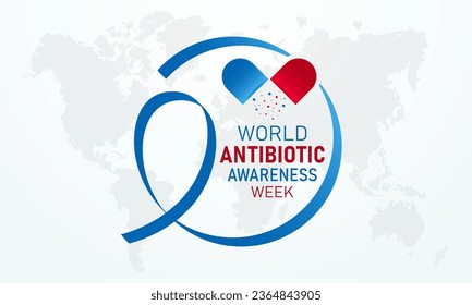 Ilustración vectorial sobre el tema de la semana mundial de sensibilización a los antibióticos observada cada año en el período comprendido entre el 18 y el 24 de noviembre. Plantilla de la semana mundial de sensibilización antimicrobiana para el cartel, afiche con antecedentes.