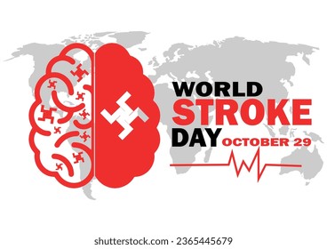 Vector Illustration on the theme World Stroke Day. October 29.  Suitable for greeting card, poster and banner.