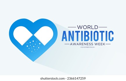 Vector illustration on the theme of world antibiotic awareness week observed every year in during november 18 to 24. World antimicrobial awareness week template for banner, poster with background.