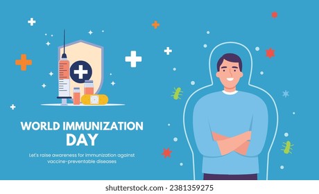 Vector illustration on the theme of World Immunization Day on November 10th. poster, banner, card.