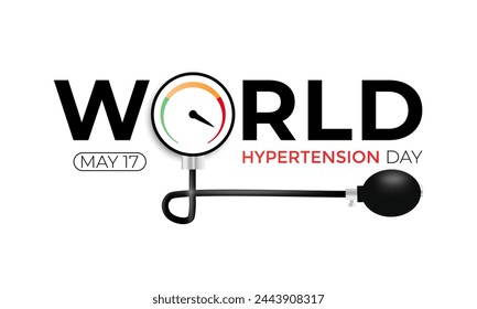 Ilustración vectorial sobre el tema del Día Mundial de la Hipertensión que se celebra cada año el 17 de mayo. Cartel de banner, flyer y diseño de fondo.