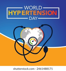 Vector illustration on the theme of World Hypertension day observed on every year. Hypertension show High blood pressure . Banner poster, flyer and background design.