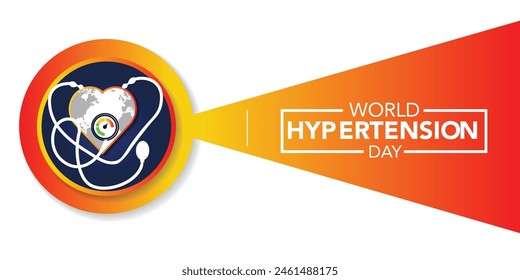 Cada año se celebra la Ilustración vectorial del Día Mundial de la Hipertensión. La hipertensión muestra presión arterial alta. Póster de Anuncio, flyer y diseño de fondo.