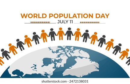 Vector illustration on the theme of World Population Day. Diverse people
with Overcrowded, overloaded earth. Banner poster, flyer and background design.