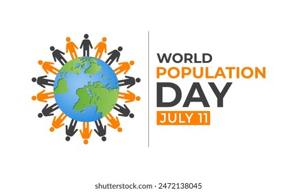 Vector illustration on the theme of World Population Day. Diverse people
with Overcrowded, overloaded earth. Banner poster, flyer and background design.